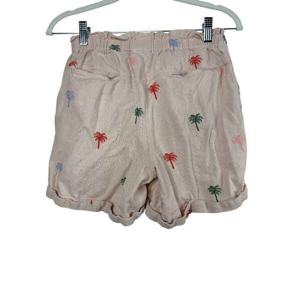 Elie Tahari Womens Pink Palm Tree Embroidered Linen Blend Shorts Small - Picture 4 of 9